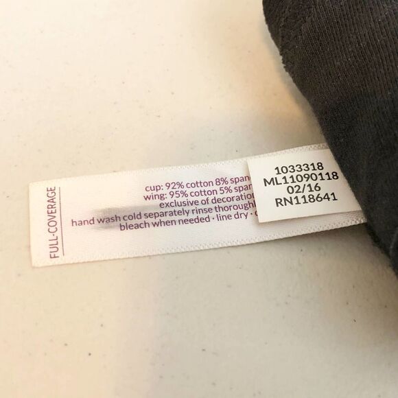 Cacique 40F Bra Black Full Coverage Cotton Knit Plus Size Lane Bryant 106 - Picture 9 of 9